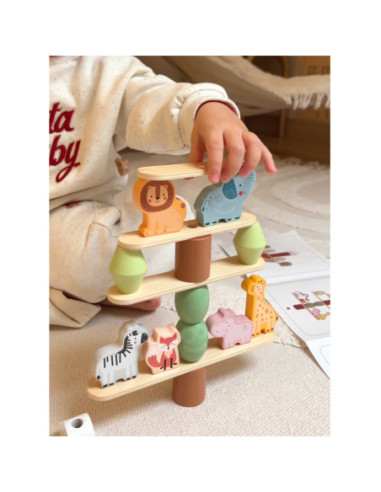 WOOPIE GREEN Drewniane Zwierzęta Układanka w Stosy FSC