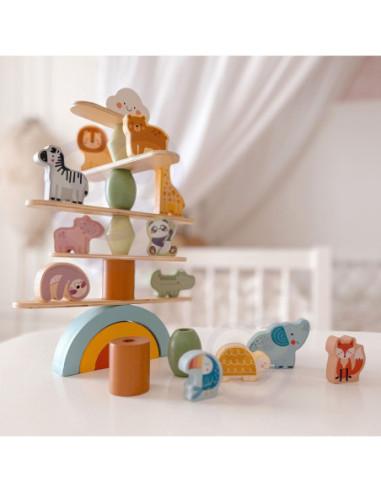 WOOPIE GREEN Drewniane Zwierzęta Układanka w Stosy FSC