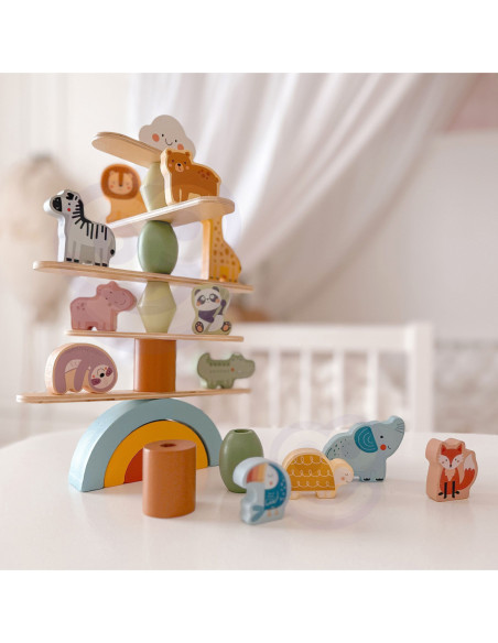 WOOPIE GREEN Drewniane Zwierzęta Układanka w Stosy FSC