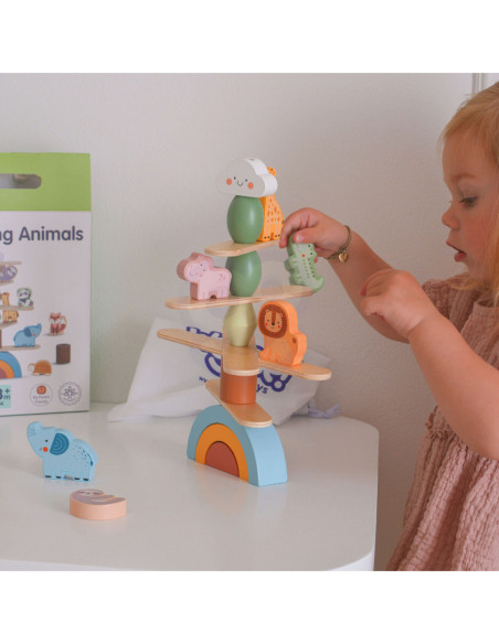 WOOPIE GREEN Drewniane Zwierzęta Układanka w Stosy FSC