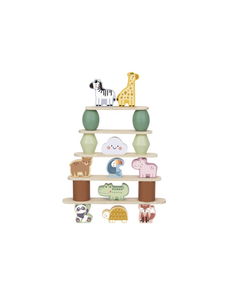 WOOPIE GREEN Drewniane Zwierzęta Układanka w Stosy FSC