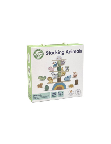 WOOPIE GREEN Drewniane Zwierzęta Układanka w Stosy FSC