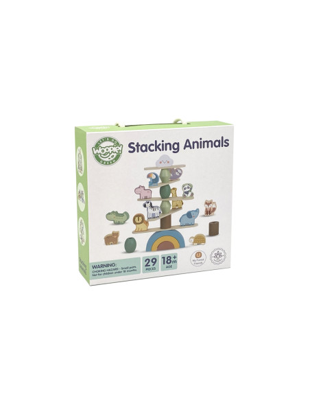 WOOPIE GREEN Drewniane Zwierzęta Układanka w Stosy FSC
