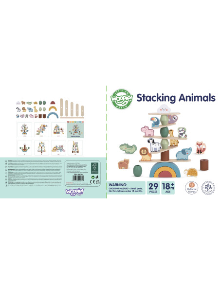 WOOPIE GREEN Drewniane Zwierzęta Układanka w Stosy FSC