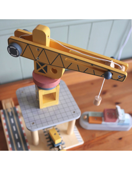 TOOKY TOY Dźwig Portowy Drewniany Zestaw