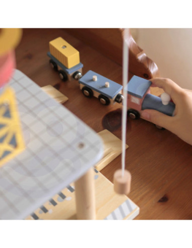 TOOKY TOY Dźwig Portowy Drewniany Zestaw