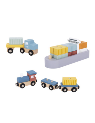 TOOKY TOY Dźwig Portowy Drewniany Zestaw