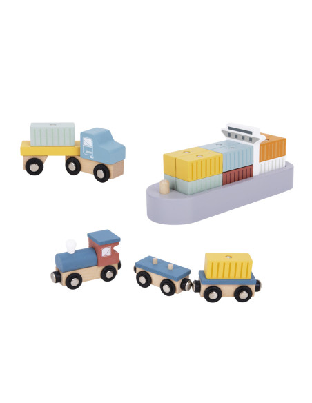 TOOKY TOY Dźwig Portowy Drewniany Zestaw