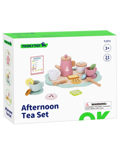 TOOKY TOY Popołudniowa Herbatka Drewniany Zestaw Serwis