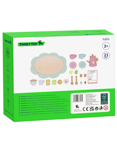TOOKY TOY Popołudniowa Herbatka Drewniany Zestaw Serwis