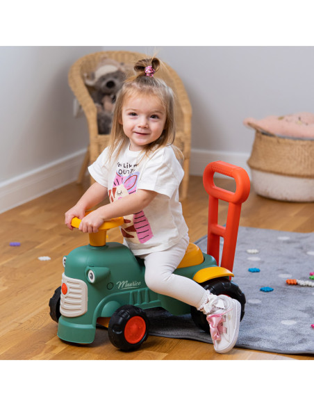 FALK Maurice Traktorek Jeździk Zielony Pchacz Odpychacz Schowek od 1 roku