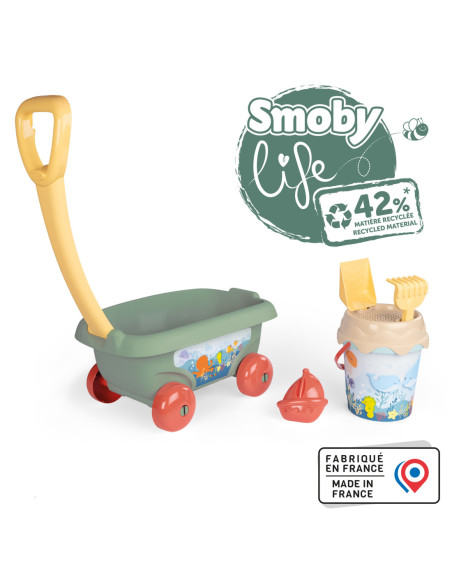 SMOBY Zestaw do piasku Wózek Wiaderko Grabki Ekologiczny
