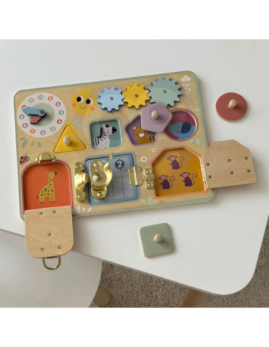 TOOKY TOY Tablica Manipulacyjna Zamki Zębatki Sorter Zegar