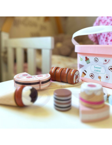 TOOKY TOY Sweet Cake Drewniany Zestaw Słodkości w Pudełku
