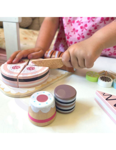 TOOKY TOY Sweet Cake Drewniany Zestaw Słodkości w Pudełku