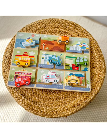 TOOKY TOY Labirynt Drewniany Pojazdy Układanka