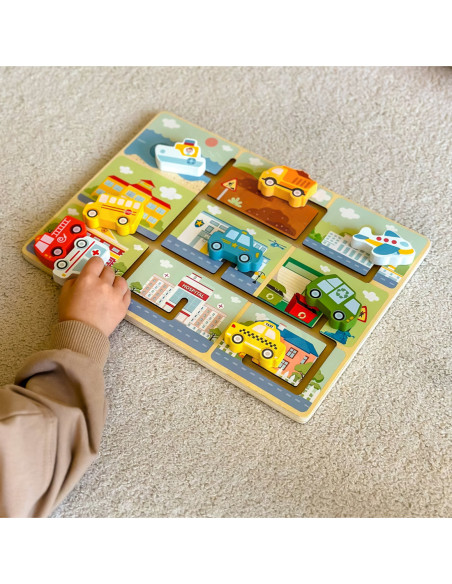 TOOKY TOY Labirynt Drewniany Pojazdy Układanka