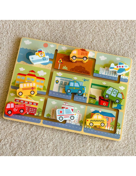 TOOKY TOY Labirynt Drewniany Pojazdy Układanka