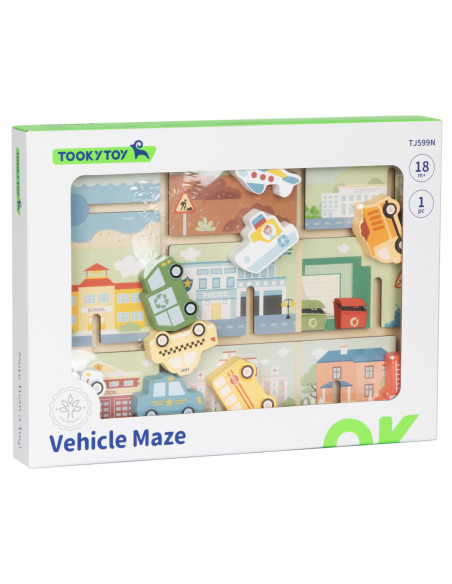 TOOKY TOY Labirynt Drewniany Pojazdy Układanka