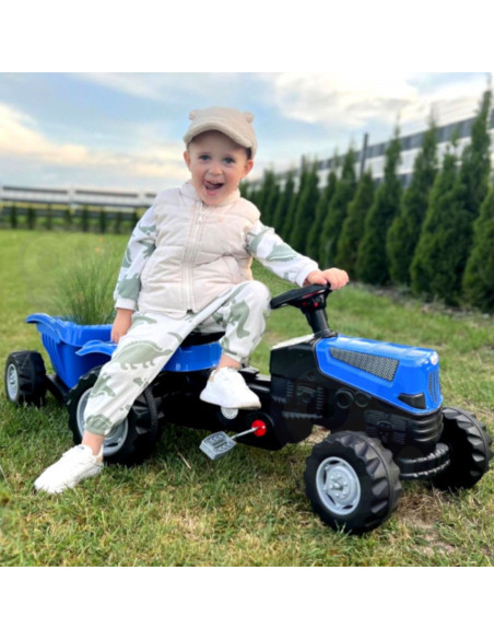 WOOPIE Traktor na Pedały Farmer GoTrac MAXI PLUS z Przyczepą Niebieski Ciche Koła