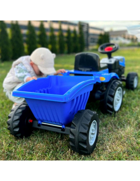 WOOPIE Traktor na Pedały Farmer GoTrac MAXI PLUS z Przyczepą Niebieski Ciche Koła
