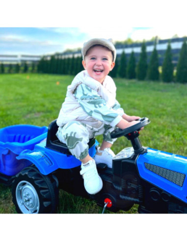 WOOPIE Traktor na Pedały Farmer GoTrac MAXI PLUS z Przyczepą Niebieski Ciche Koła