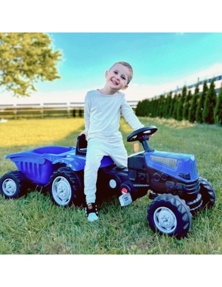 WOOPIE Traktor na Pedały Farmer GoTrac MAXI PLUS z Przyczepą Niebieski Ciche Koła