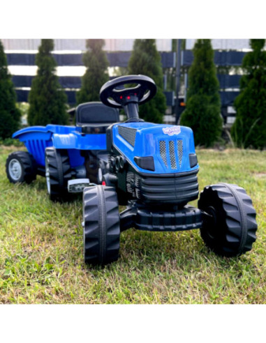 WOOPIE Traktor na Pedały Farmer GoTrac MAXI PLUS z Przyczepą Niebieski Ciche Koła