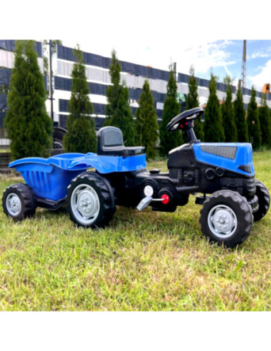 WOOPIE Traktor na Pedały Farmer GoTrac MAXI PLUS z Przyczepą Niebieski Ciche Koła