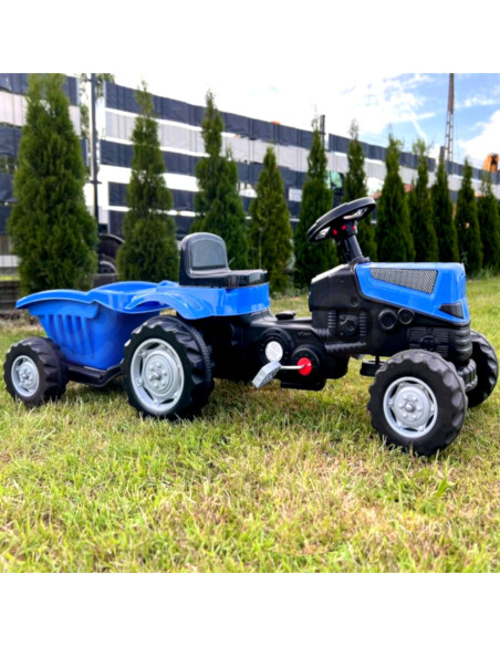 WOOPIE Traktor na Pedały Farmer GoTrac MAXI PLUS z Przyczepą Niebieski Ciche Koła