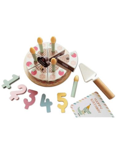 TOOKY TOY Drewniany Tort Urodzinowy ze Świeczkami Rzepy