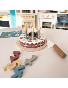TOOKY TOY Drewniany Tort Urodzinowy ze Świeczkami Rzepy 2