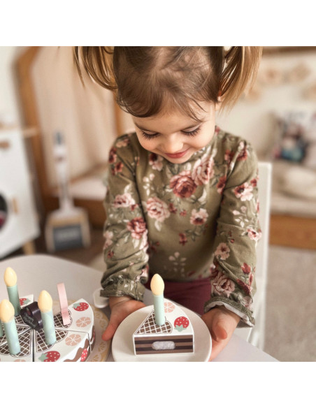 TOOKY TOY Drewniany Tort Urodzinowy ze Świeczkami Rzepy