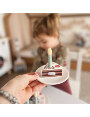 TOOKY TOY Drewniany Tort Urodzinowy ze Świeczkami Rzepy