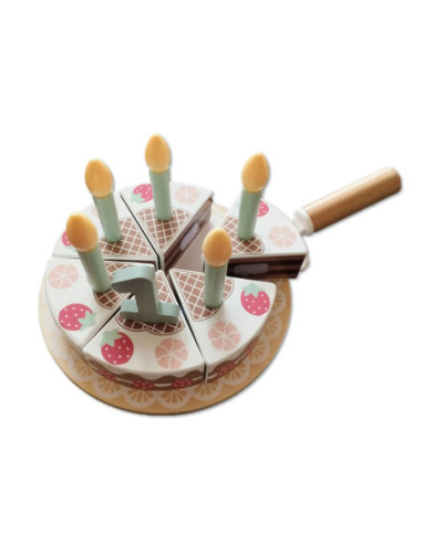 TOOKY TOY Drewniany Tort Urodzinowy ze Świeczkami Rzepy