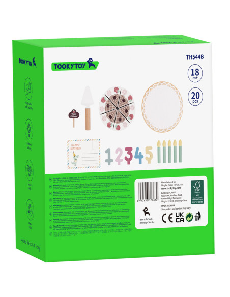 TOOKY TOY Drewniany Tort Urodzinowy ze Świeczkami Rzepy