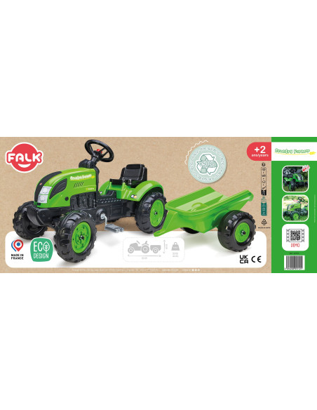 FALK Country Farmer Traktorek na Pedały z Przyczepką Zielony 2-5 lat
