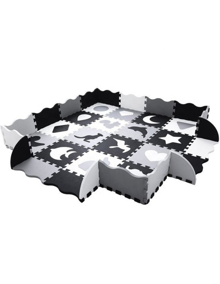 Woopie Baby Mata Piankowa Kontrastowa ze Zwierzętami Puzzle Kojec