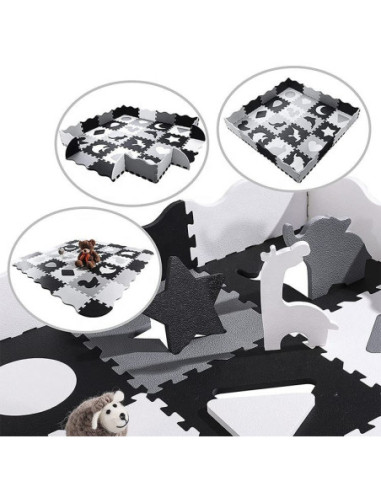 Woopie Baby Mata Piankowa Kontrastowa ze Zwierzętami Puzzle Kojec