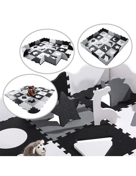 Woopie Baby Mata Piankowa Kontrastowa ze Zwierzętami Puzzle Kojec