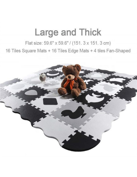 Woopie Baby Mata Piankowa Kontrastowa ze Zwierzętami Puzzle Kojec