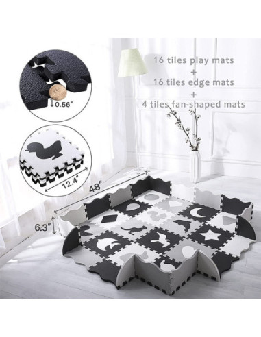 Woopie Baby Mata Piankowa Kontrastowa ze Zwierzętami Puzzle Kojec