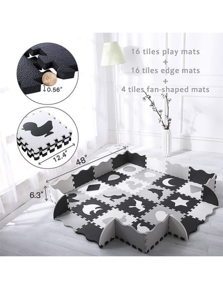 Woopie Baby Mata Piankowa Kontrastowa ze Zwierzętami Puzzle Kojec