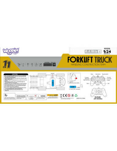 WOOPIE Zdalnie Sterowany Wózek Widłowy 2w1 Dźwig RC - Skala 1:24