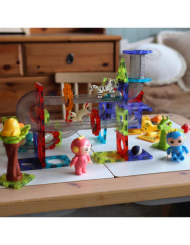 WOOPIE Klocki Magnetyczne Tor Kulkowy Zwierzęcy Raj 104 el.