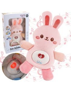 WOOPIE BABY Interactive Plush Toy for Babies with Light and Sound, Bunny Sleeper, Pink