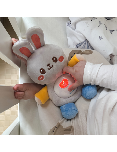 WOOPIE BABY Interaktywny Pluszak Przytulanka dla Niemowląt Światło Dźwięk Króliczek Usypiacz Niebieski