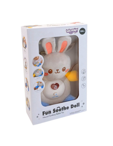 WOOPIE BABY Interaktywny Pluszak Przytulanka dla Niemowląt Światło Dźwięk Króliczek Usypiacz Niebieski