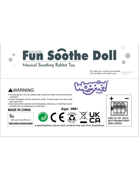 WOOPIE BABY Interaktywny Pluszak Przytulanka dla Niemowląt Światło Dźwięk Króliczek Usypiacz Niebieski