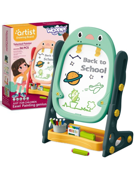 WOOPIE Tablica Dwustronna Magnetyczna Kreślarska Pingwinek 57 el.